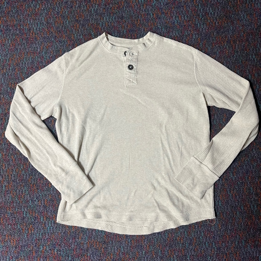 Beige Long sleeves Quarter Button Shirt